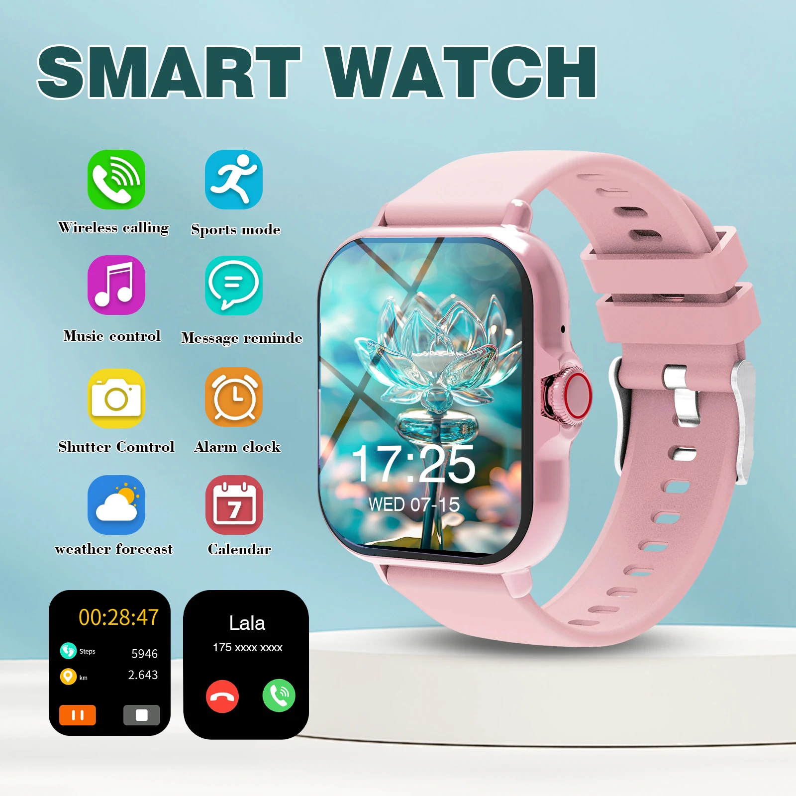 New Smartwatch Wireless Call/Receive Multiple Sports Modes Weather Forecast Message Notification Multiple Sports Modes