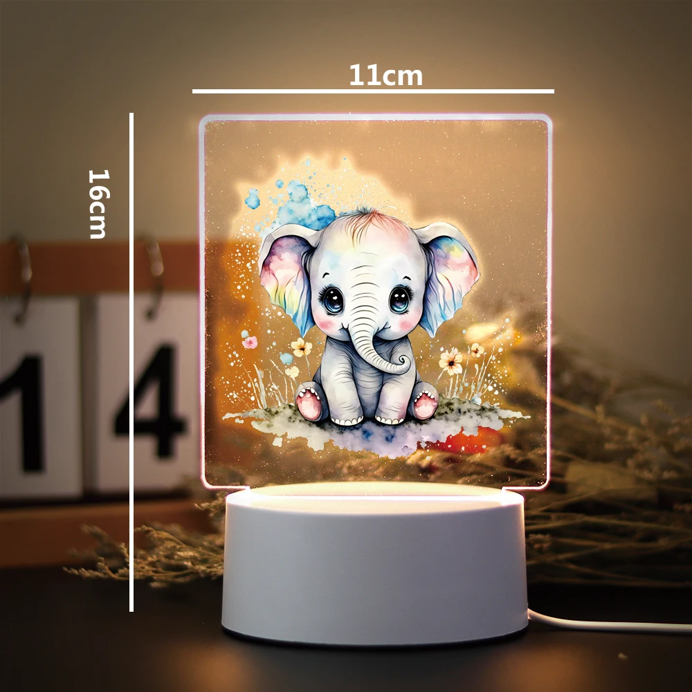 elephant 3D Led Night Lamp Table Lamp  3D Night Light With Black Base For Bedroom Decor Light Kids Night Light