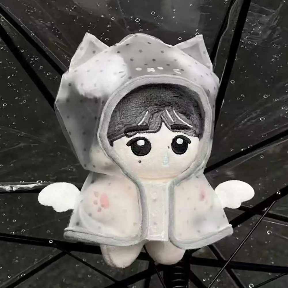 

10cm Cotton Doll Clothes Kawaii Transparent Raincoat With Angel Wing Poncho Raincoat Hooded Cape Doll Accessories