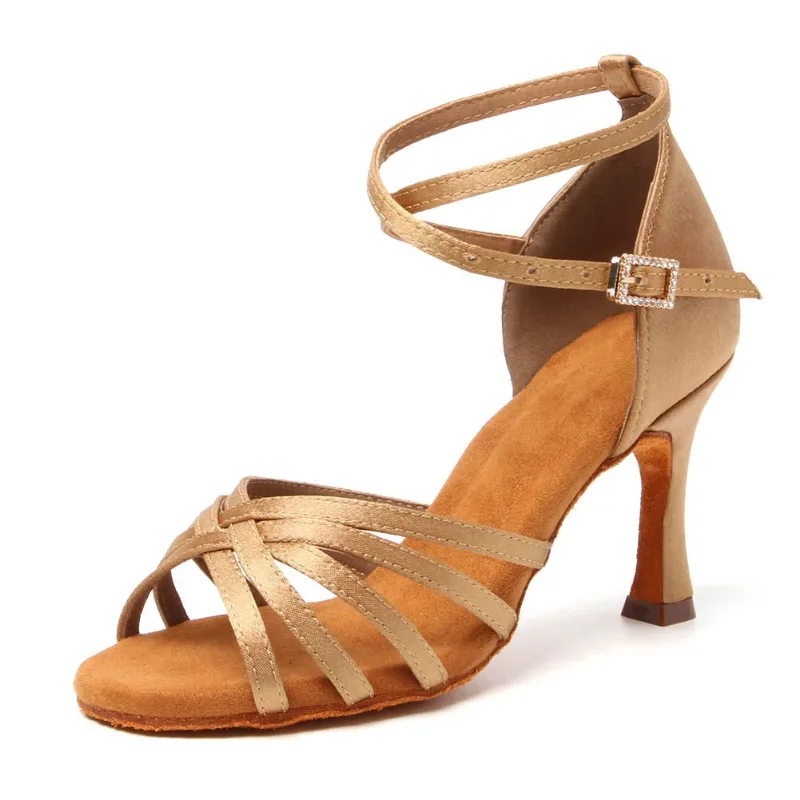 Woman Latin Dance Shoes Ladies Girls Ballroom Professional Dancing Shoes Sneaker 8.5cm Suede Soft Sole Jazz Salsa Practice Shoes