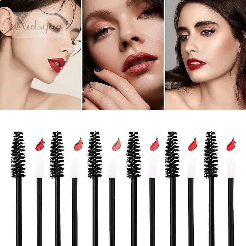 CNKESS 100pcs Disposable Mascara Wands Lip Brushes Eyebrow Applicator Makeup Cosmetic Brush Set