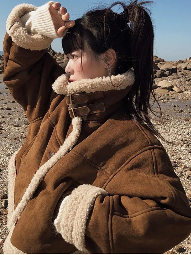 Faionable Winter Cotton Jaet Women's Motorcycle Sle Design Sensation Sli Fur Inteated Cact Size Outerwear