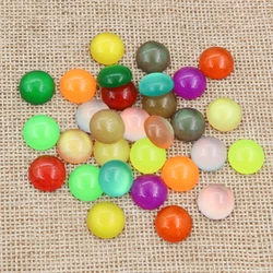 40pcs/lot 8mm 10mm 12mm Colorful Amber Opal Crystal Flat Back Resin Cabochons For Bracelet Earrings DIY Jewelry Making Findings