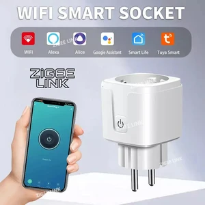 EU Tuya WiFi Smart Plug Socket 16A/20A with Power Monitor Timer Function Remote APP Voice Control Works with Alexa Google Home