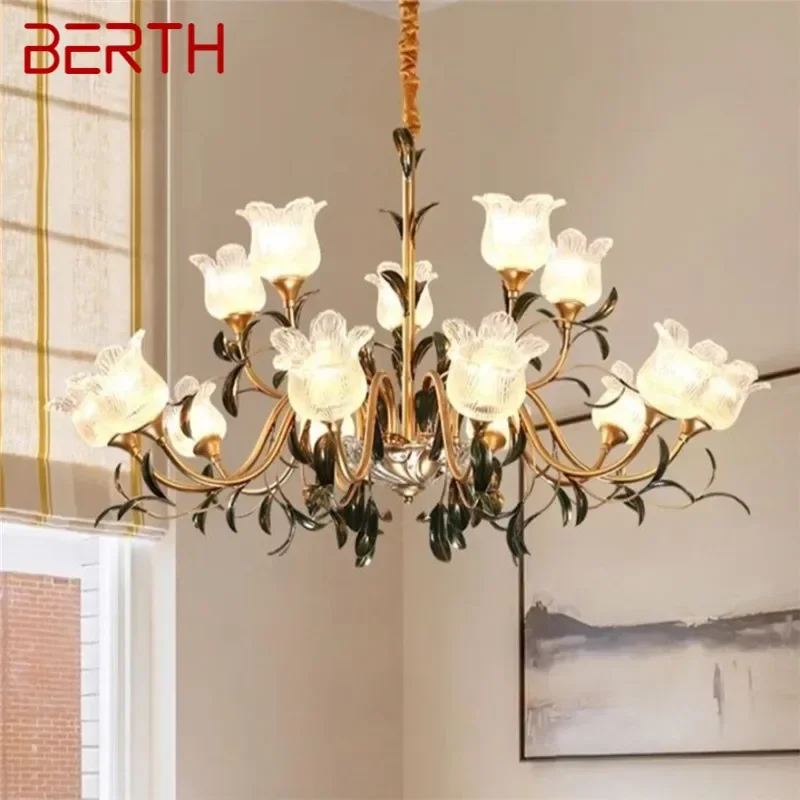 

BERTH American Pastoral Chandelier French Creativity Flower Living Room Dining Room Bedroom Villa Home Decoration Pendant Lamp