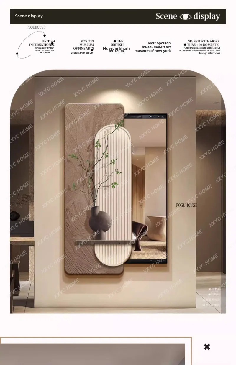 XX XModern Chinese Push And Pull Full-length Mirror Porch Decoration Painting Can Close The Shielding Mirrors Hidden Invisible