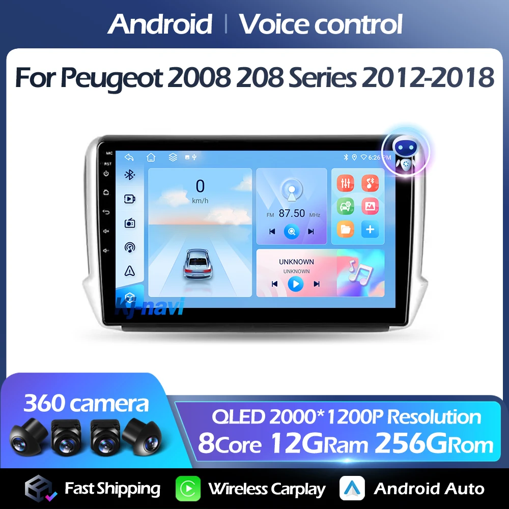 

Android 14 для Peugeot 2008 208 серии 2012-2018 QLED мультимедийный плеер FM Carplay Авто 4G WIFI GPS 5GWIFI Голосовое управление