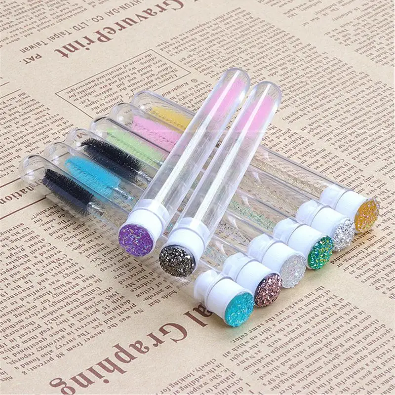 1~6PCS Mascara Wands Eyebrow Brush Dust-Proof Sparkling Bling Tube Disposable Eyelash Brush Reusable Crystal Eyelash