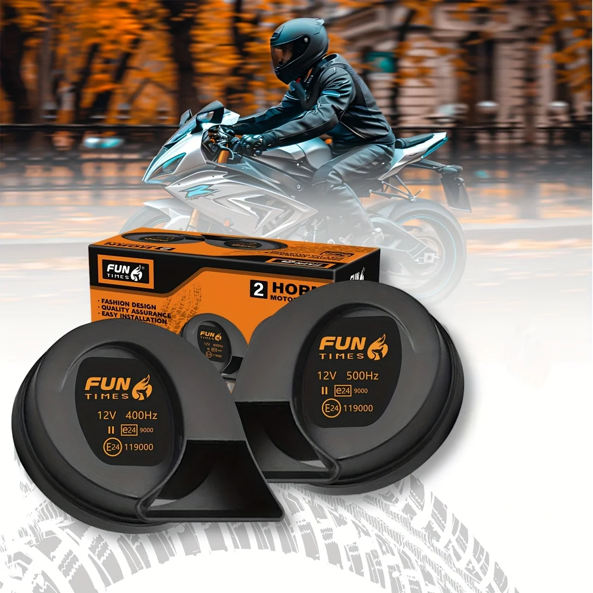 Bocina de caracol FUNTIMES, bocina modificada para motocicleta, bocina eléctrica de doble tono alto y bajo, bocina súper ruidosa