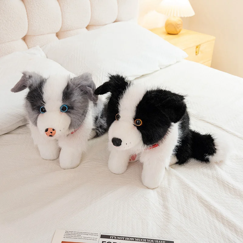 Lifelike Realistic Border Collie Stuffed Animal Soft Fluffy Pet Dog Plush Doll Puppy Photo Prop Decor Gift For Dog Lovers Girls