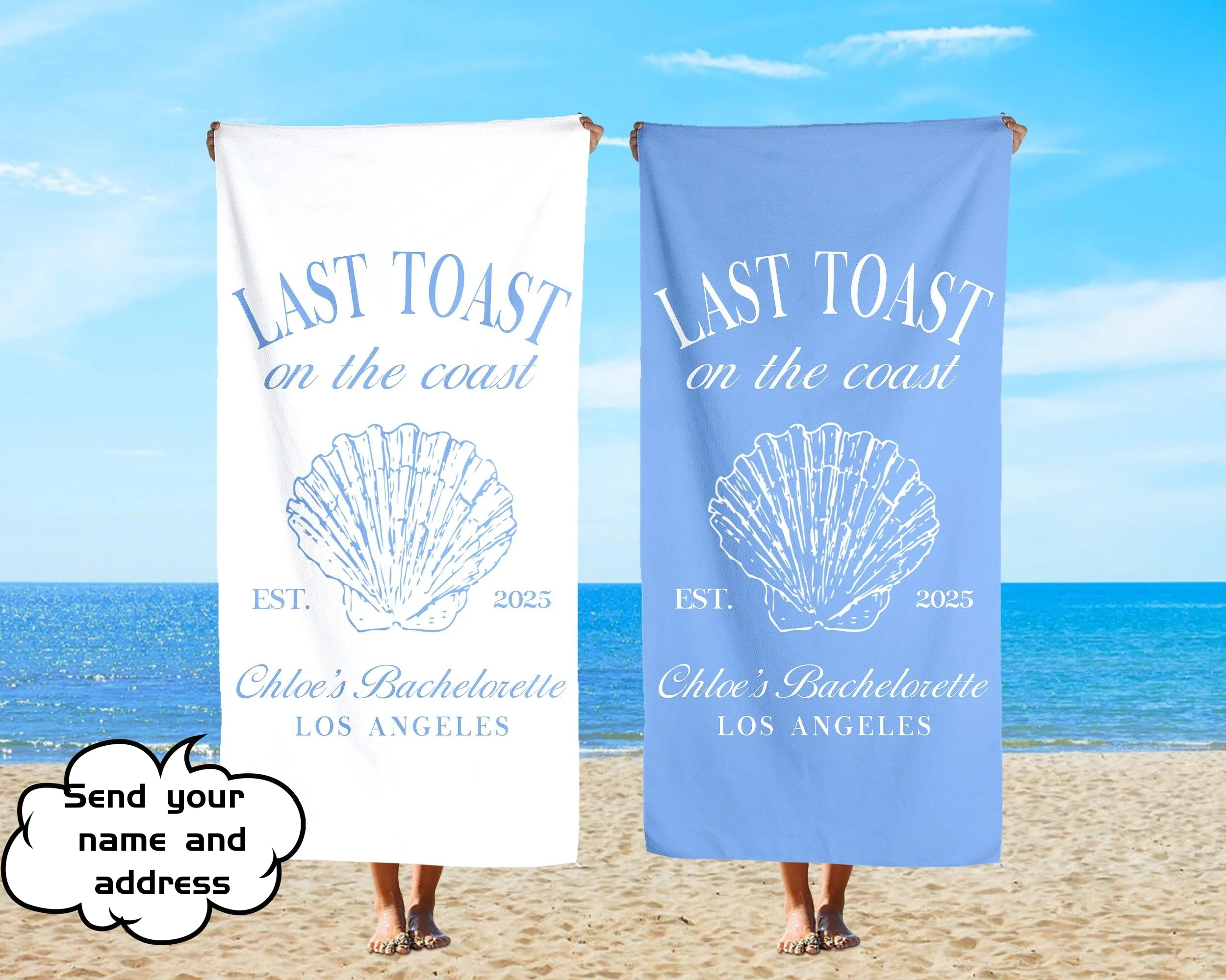 

2PCs Custom Name Beach Towels Last Toast On The Coast Personalized Towel For Bachelorette Party Gifts Quick-Drying Bath Towels