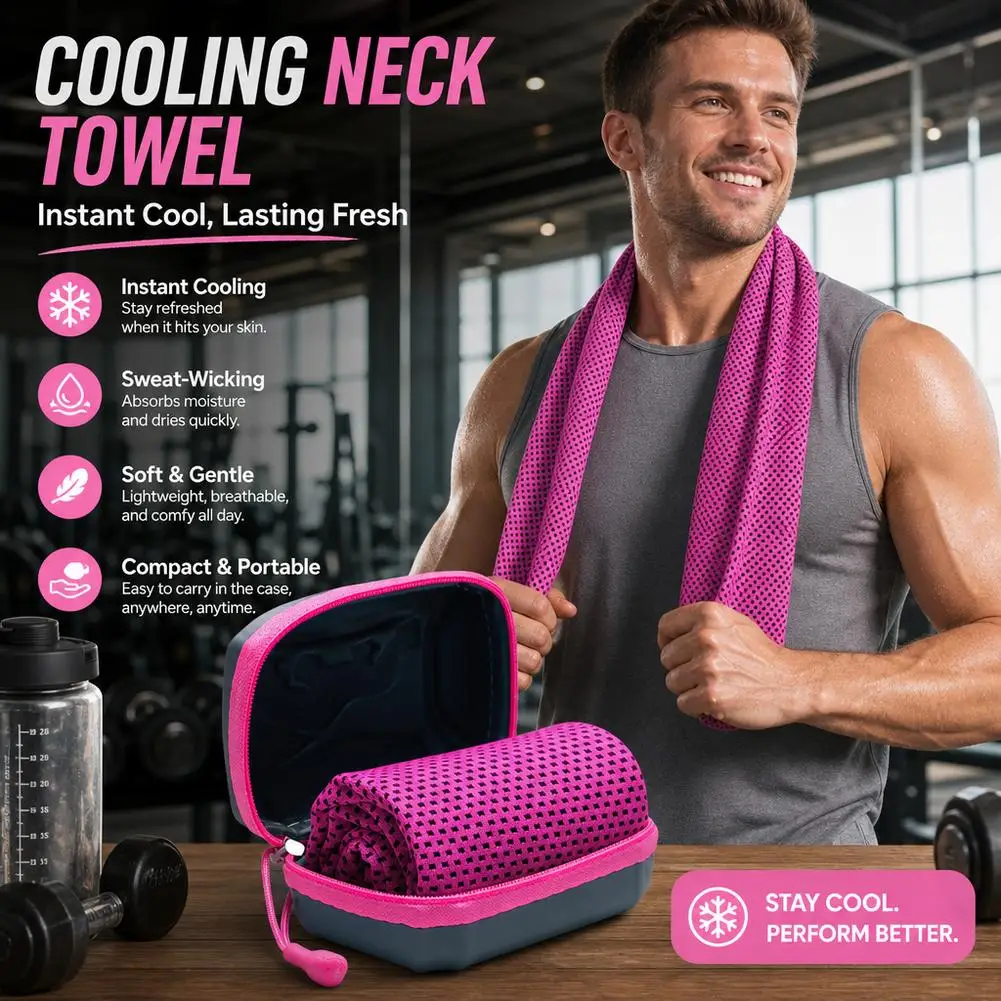 Ice Cooling Towel with EVA Storage Case Quick Dry Sweat Absorbent Sports Towel for Gym Yoga Fitness Running Dropshipping