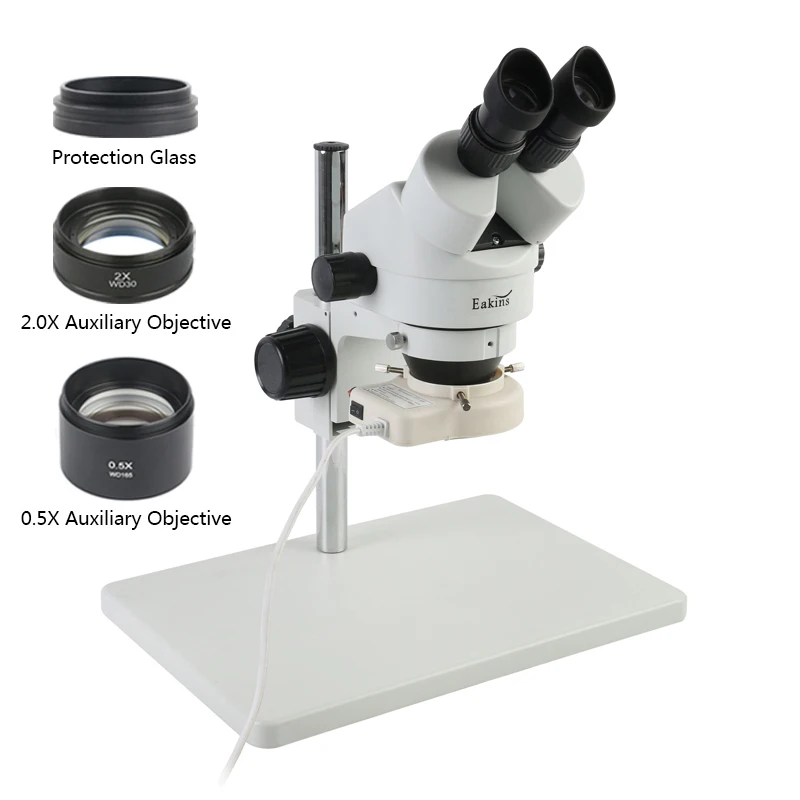 Microscopio stereo binoculare parfocale con zoom continuo 3.5X-90X Oculari WF10X/20MM 56 Luce LED per strumenti di riparazione di saldatura