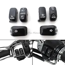 6 Pcs Motorcycle Handlebar Hand Switch Housing Caps Button Cover For Harley Sportster 883 1200 Dyna Softail Fat Boy 1996-2013