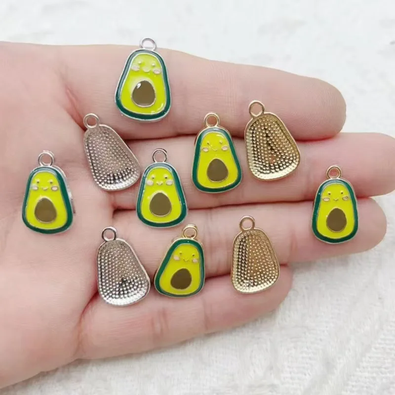 10pcs New Color Drip Oil Alloy Cherry Avocado Pendant DIY Bracelet Necklace Accessories