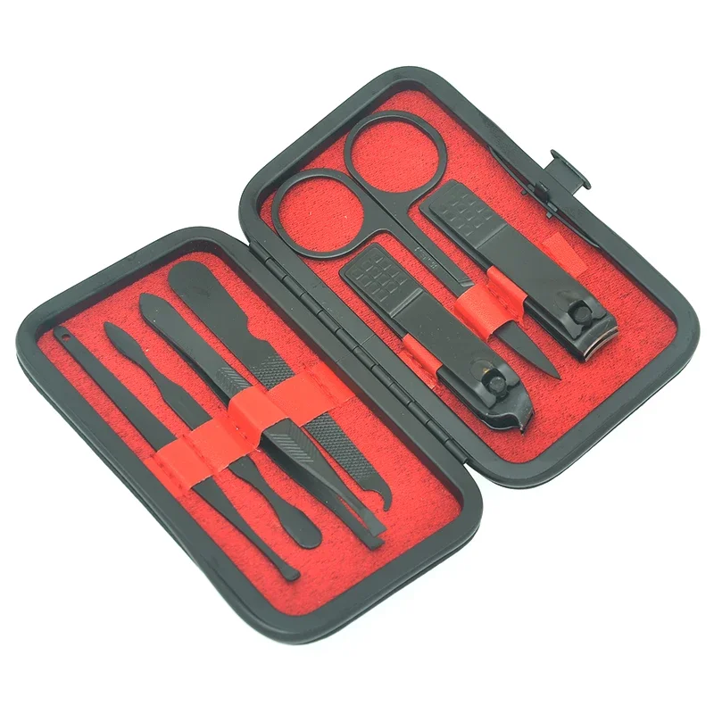 Meisha 7 sztuk przenośny zestaw narzędzi do Manicure zestawy obcinaczek do paznokci ze stali nierdzewnej profesjonalny patyczek do uszu odpychacz do skórek pilnik do paznokci HE0008