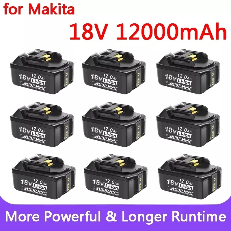 

2024 New For 18V Makita Battery 12000MAH Rechargeable Power Tools Battery with LED Li-ion Replacement LXT BL1860B BL1860 BL1850
