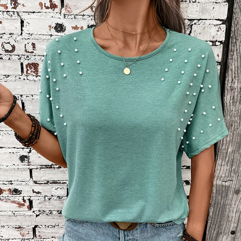 

Green Backless Casual Top Backless Solid Color Tee Backless Breathable Fabric Fashionable Minimalist Hollow Out Back