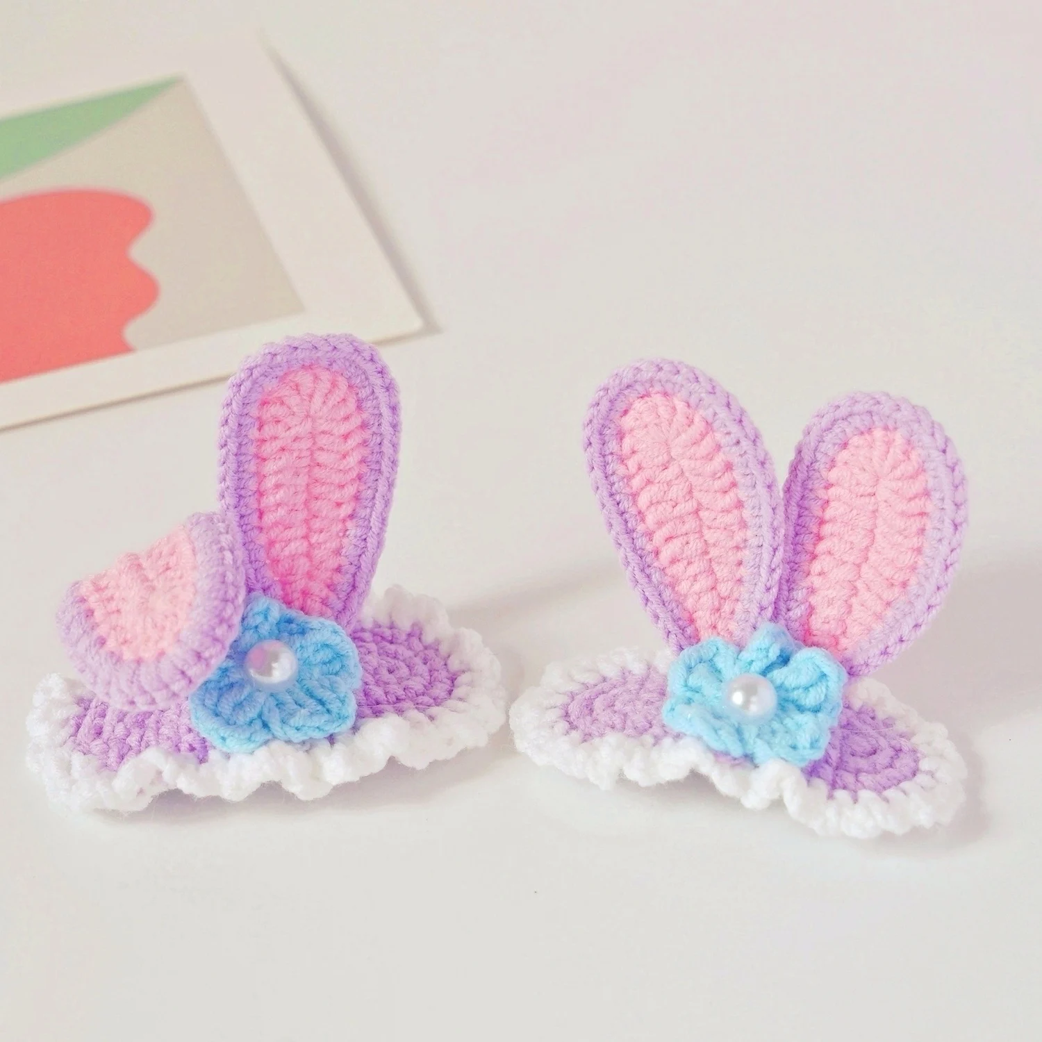 1Pair Pure Handmade Weave Hair Clip Fashion Wool Knit Cartoon Rabbit Ears BB Clip Stereo Star Delu HairClips Hair Accessories