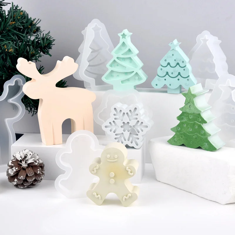 Weihnachten Kerze Silikon Form DIY Schneeflocke Hirsch Weihnachtsbaum Kerze Form Gips Zement Epoxidharz Form Handwerk Wohnkultur
