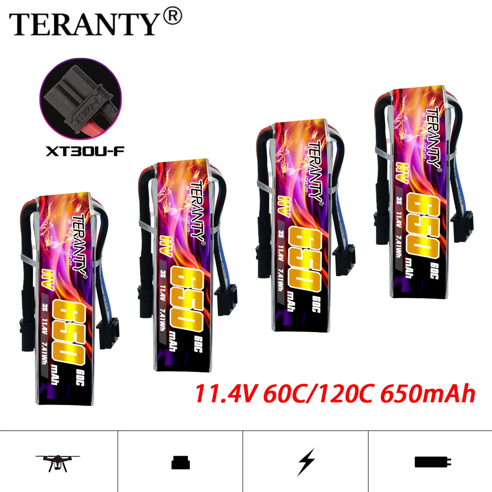 

Оригинальный TERANTY 3S 11,4 в 60C/120C 650 мАч Lipo аккумулятор для радиоуправляемого вертолета квадрокоптера FPV гоночного дрона запчасти перезаряжаемая батарея