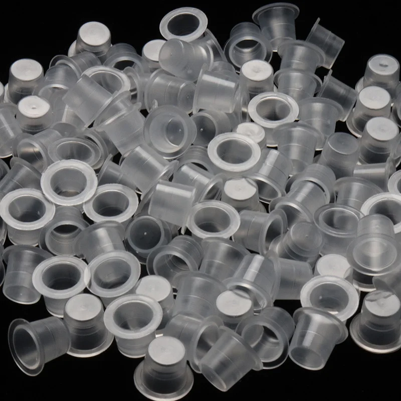 

100pcs Plastic Tattoo Pigment Ink Caps Cups Clear Container Eyelash Extension Glue Holder Beauty Salon Disposable Makeup Tools