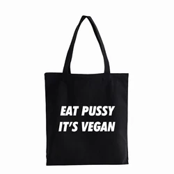 Harajuku comer buceta seu saco de mulher vegan engraçado bonito menina ombro tote sacos adolescente estudantes bolsa de lona