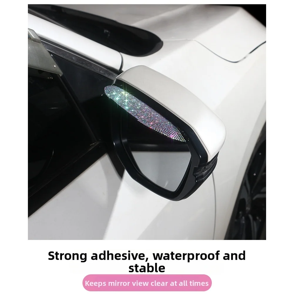 

Anti Rain Rearview Mirror Visor with Rhinestone Features for For CRYSTAL Cars Offering Stylish Protection from Rain