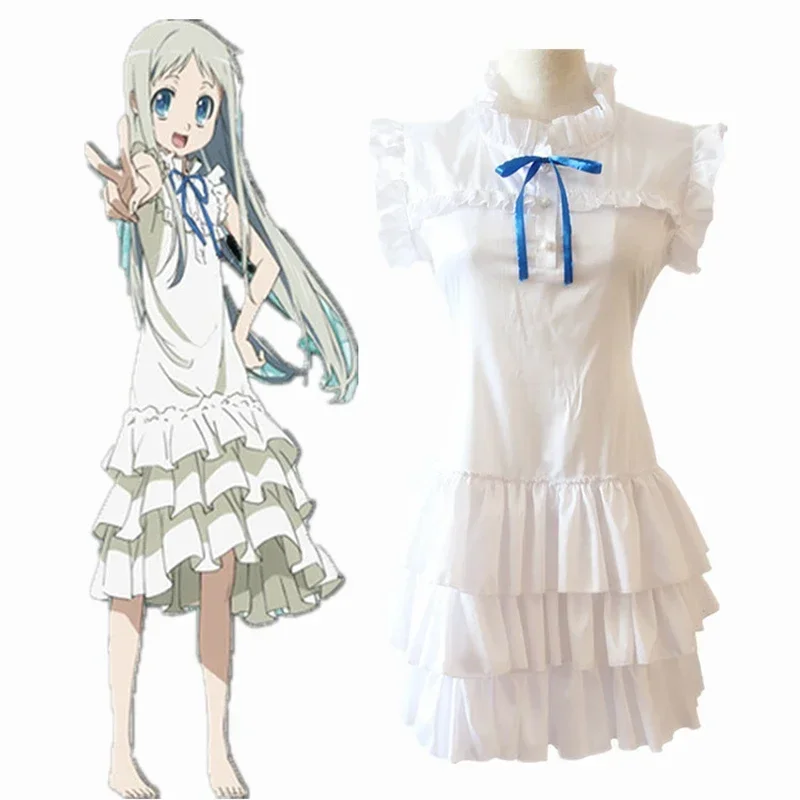 Anime Anohana Cosplay Menma Honma Meiko The Flower We Saw That Day Costume For Halloween Party Female Role Play White Dress MN8