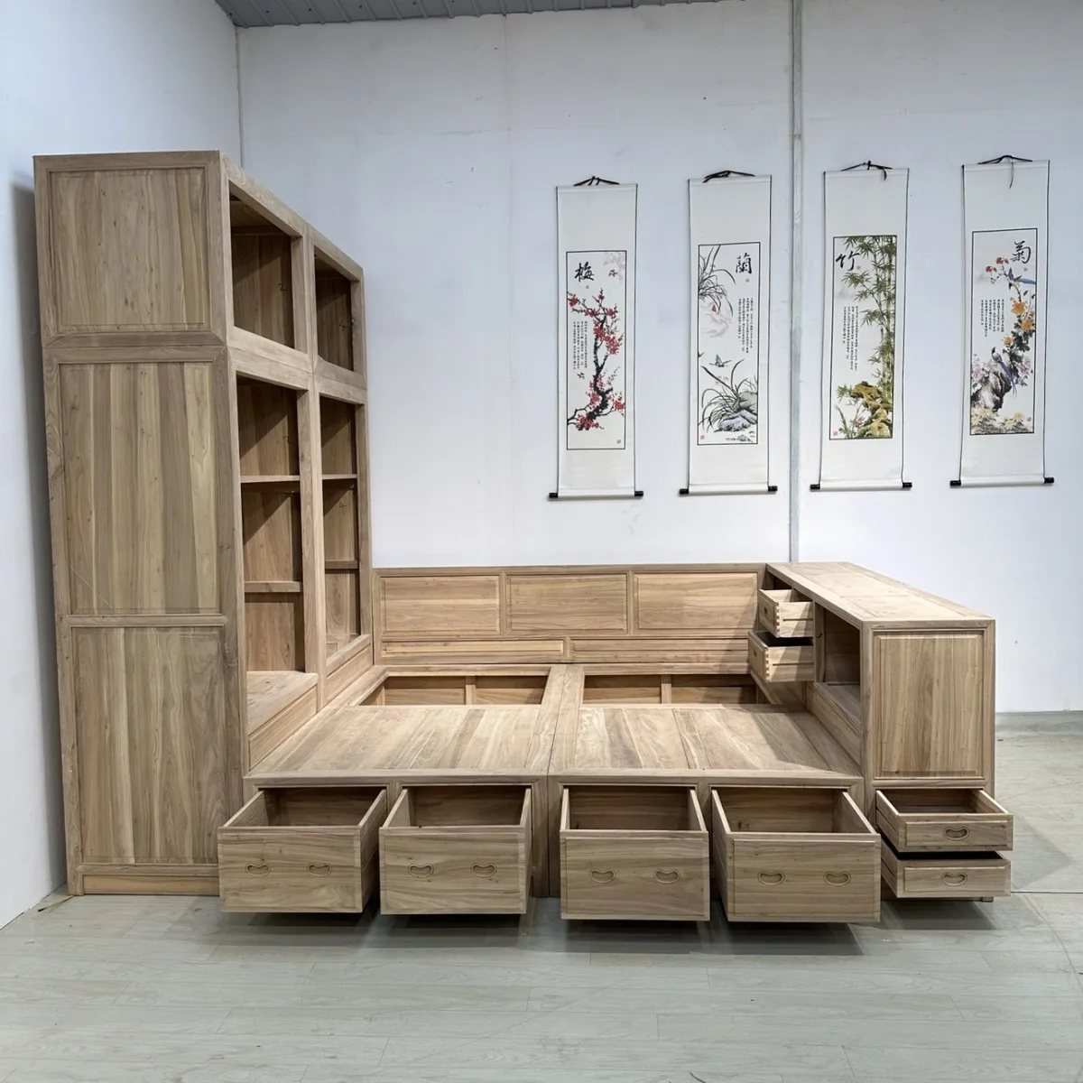 

Customizable solid wood wardrobe bed integrated small apartment bedroom multi-functional tatami integrated combination bed