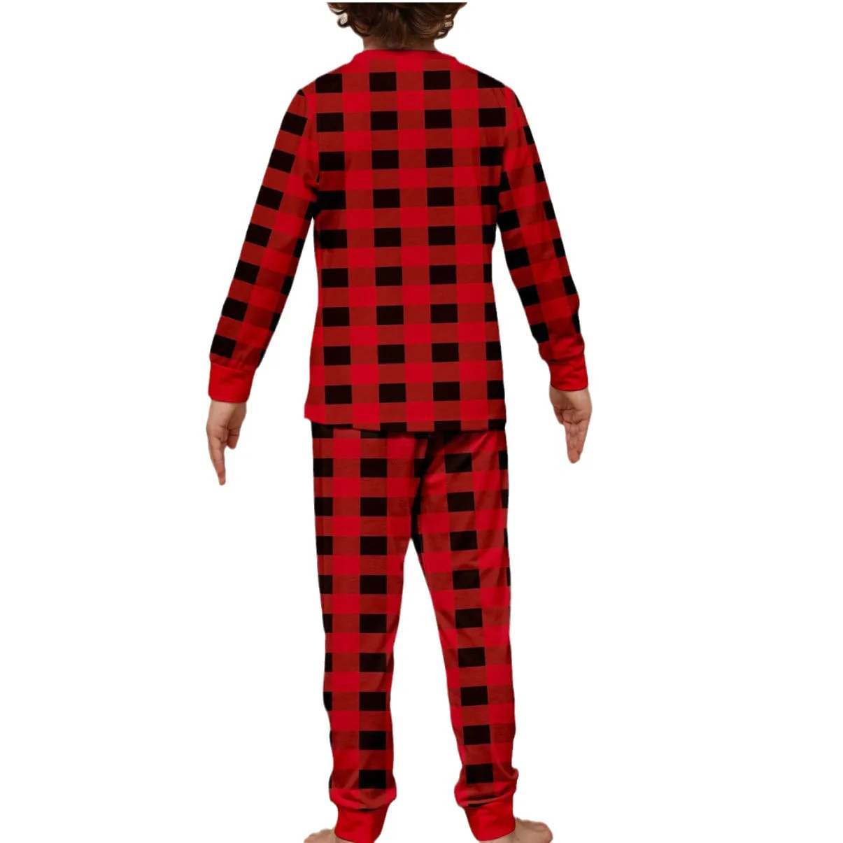 موضة جديدة لعام 2026 ملابس عائلية لعيد الميلاد باللونين الأحمر والأسود متقلب مطبوعة برسوم كرتونية طقم بيجامة عائلية لعيد الميلاد