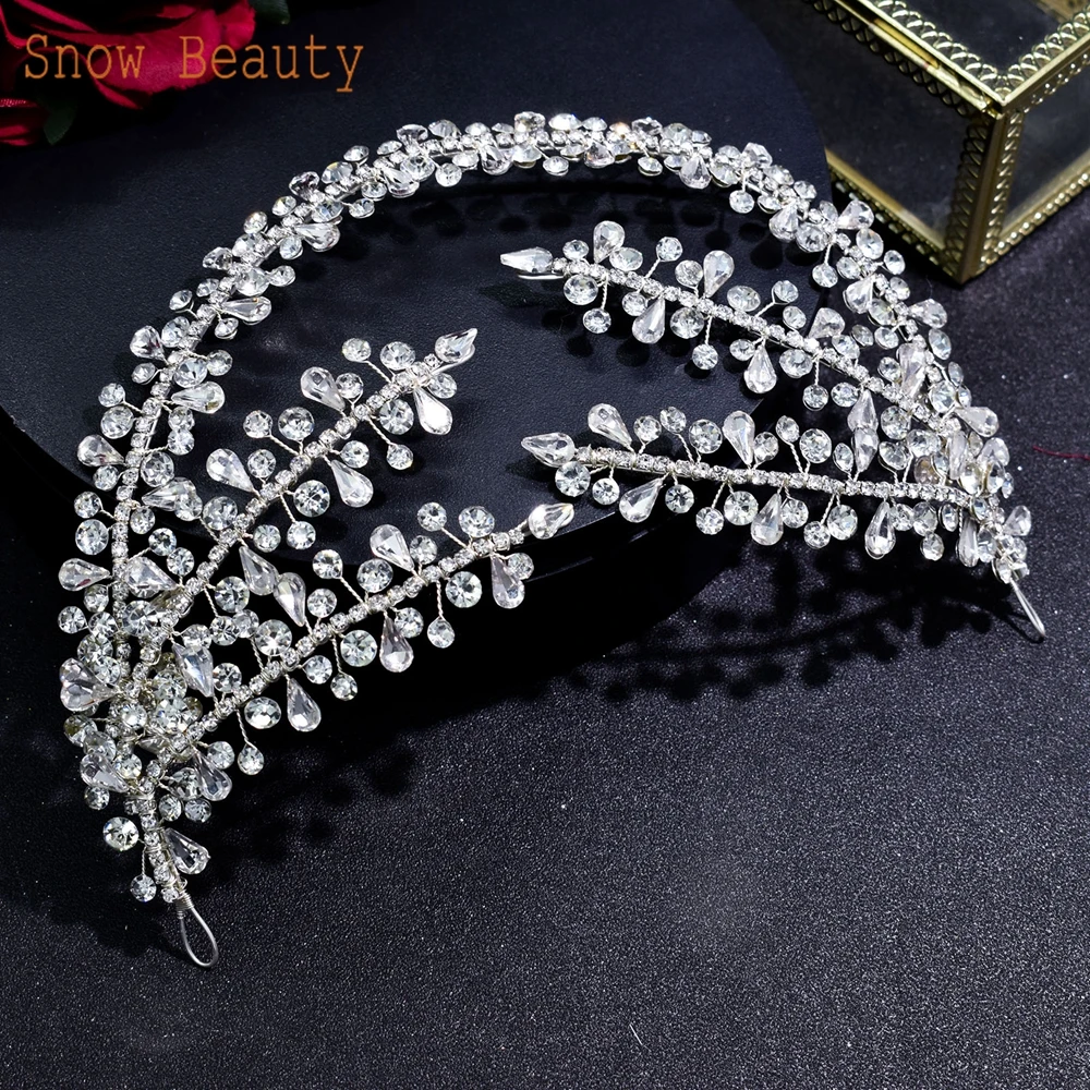 DZ035 Rhinestone Bridal Headpiece Handmade Wedding Hair Accessories Party Jewelry Headband for Women Tiara Girls Headdress