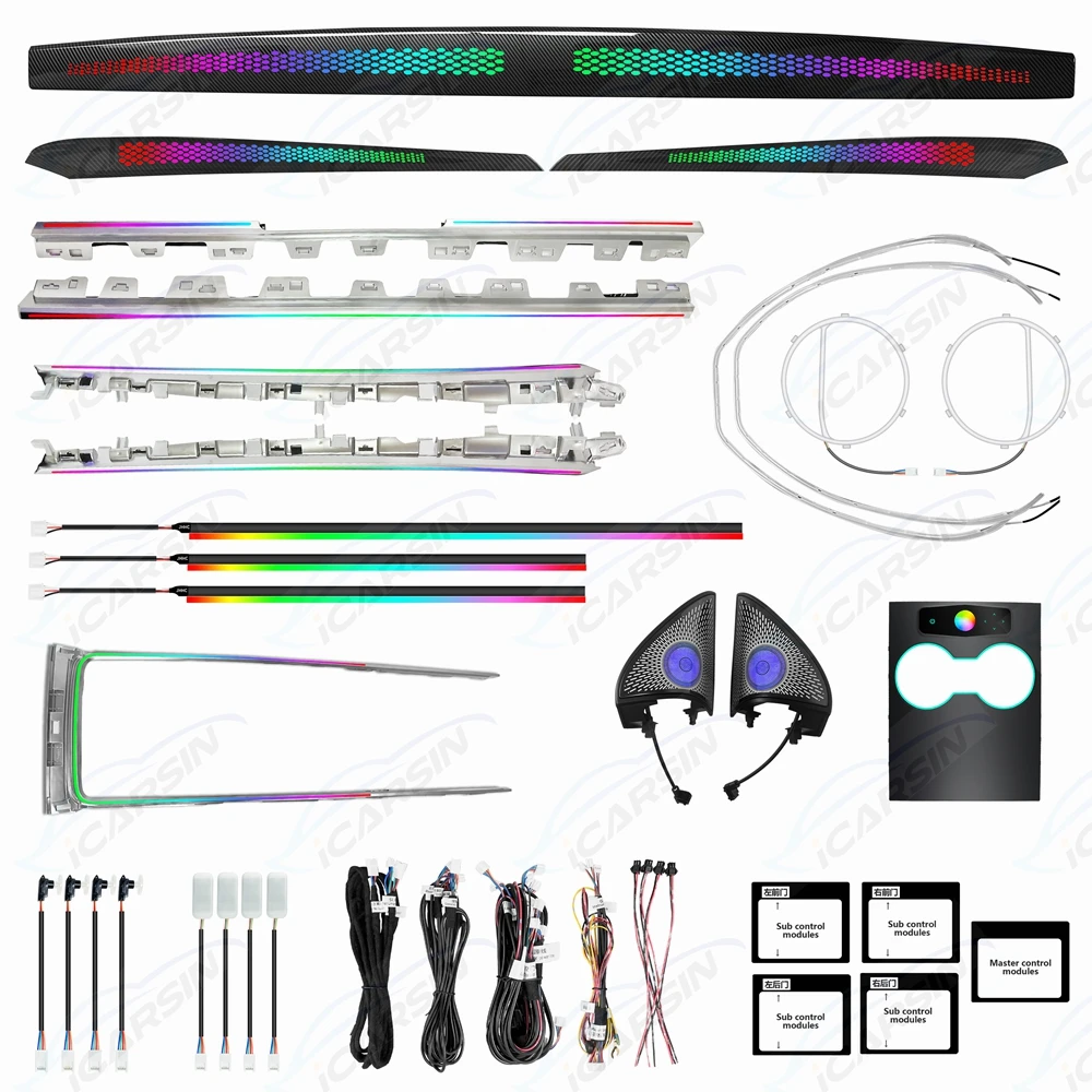 

Dynamic Symphony Colorful Ambient Lighting Upgrade Kit For Tesla Model Y 2021 - 2023 Interior Laser Carving LED Light Trim