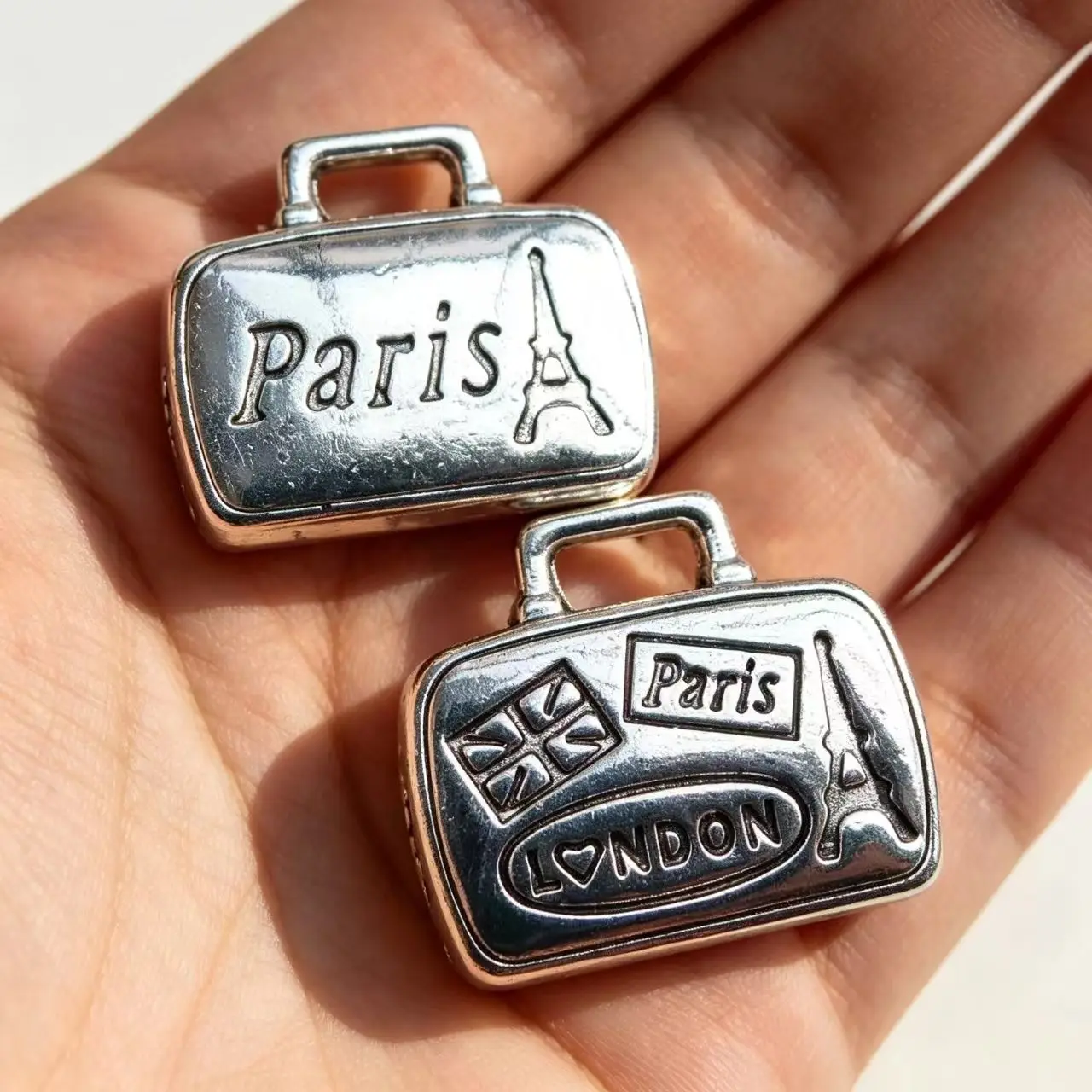 6pcs/Lot 14x17mm Antique Silver Color Paris Travelling Bag Charms Pendant For Jewelry Making DIY Jewelry Findings
