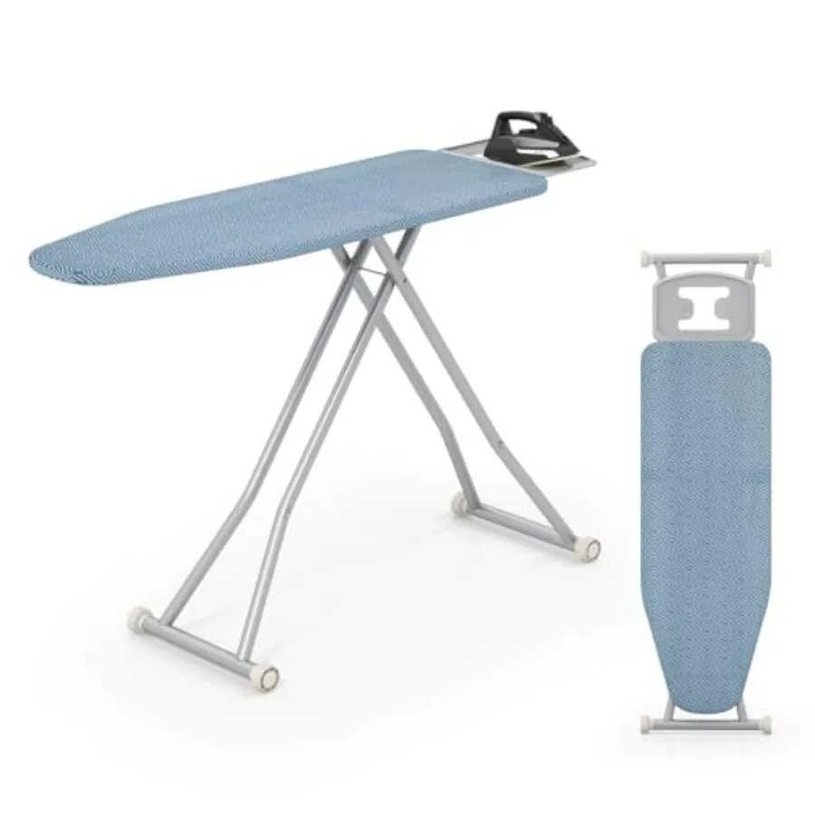 

Foldable Ironing Board, 57" x 16.5" Heavy-Duty Ironing Stand w/ 7 Adjustable Heights, Iron Rest, Resistant Fabric, Sturdy Metal