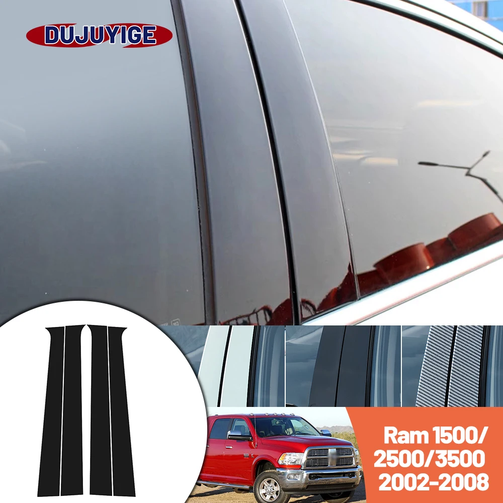 

Bright black carbon fiber door and window B C Pillar sticker suitable For Dodge Ram 1500 2500 3500 2002-2008 2003 2004 2005 2006