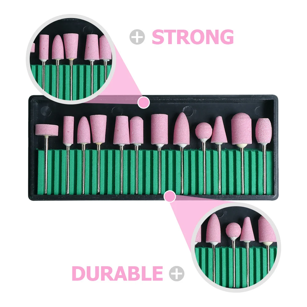 12 Uds. Cabezales de pulido de lana herramientas de molienda para manicura pedicura preparación de Gel Uv brocas para uñas accesorios herramientas de decoración de uñas