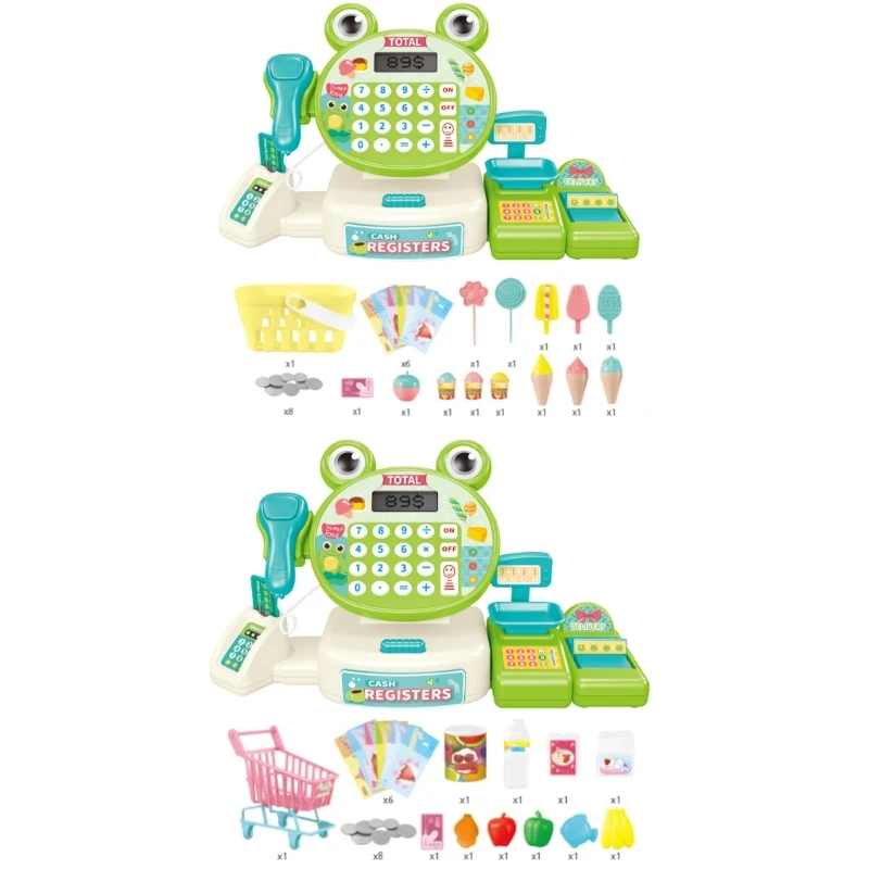 

Y1UB Girls Simulation Cash Register Toy Toddler Shopping Pretend Play Set for Party