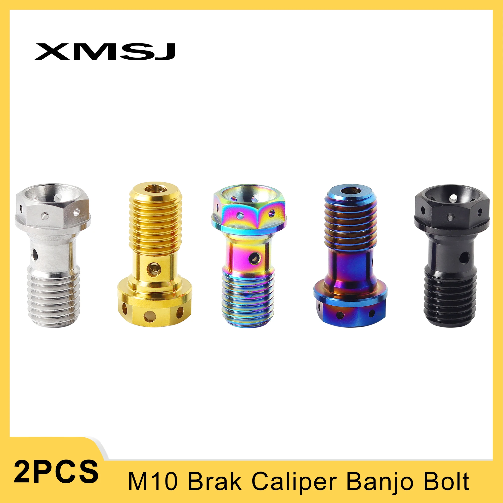 XMSJ Titanium Bolt M10 Motorcycle Brake Caliper Tube Banjo Screw Single Hole Clutch Hexagon Flange Head Screws for Brembo Bolt