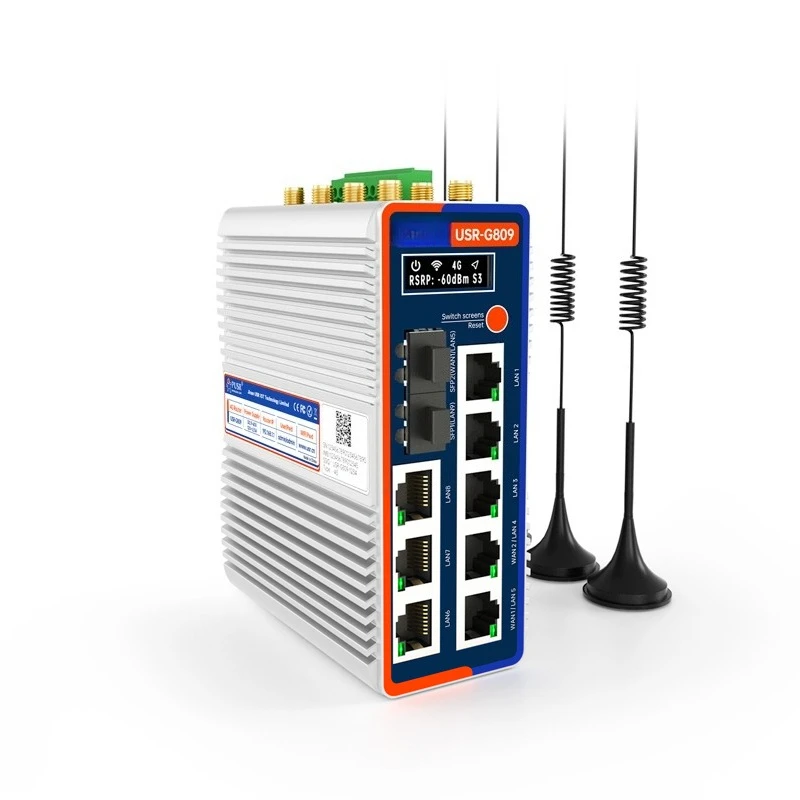 Gigabit Edge Router Qualcomm Dual-Band 4G WiFi6 Python OLED DIY Display Screen Industrial Cellular Router USR-G809s-G