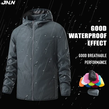 LNGXO Men’s Women's Hiking Jacket Waterproof Sun Protective Windbreaker Camping Climbing Rain Coat Unisex Portable Clothes