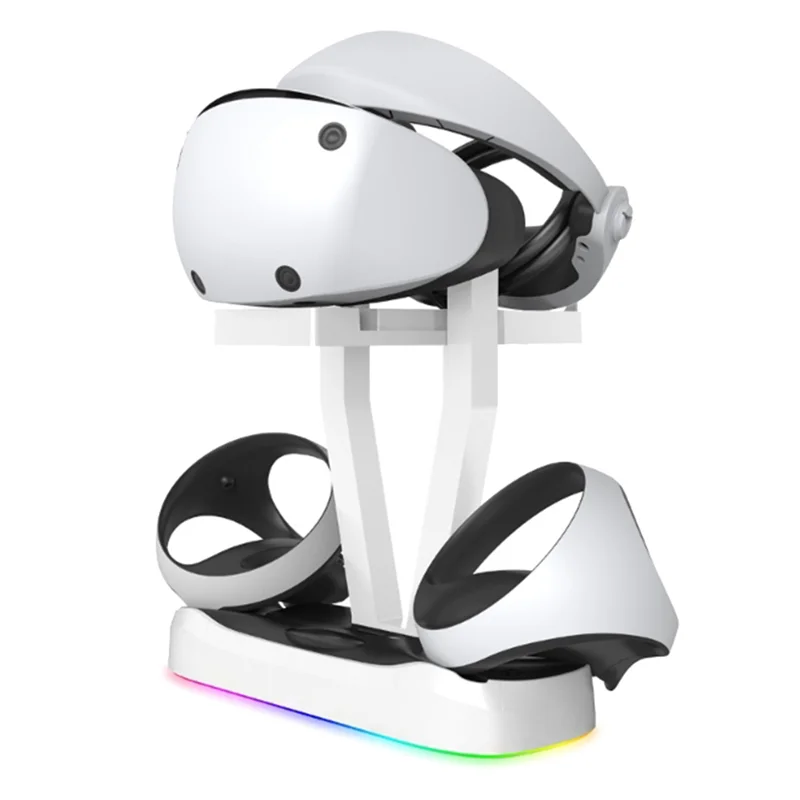 

For PS VR2 Charging Station with Colorful RGB Light and Headset Holder,VR Game Controller Charging Dock Charging Stand