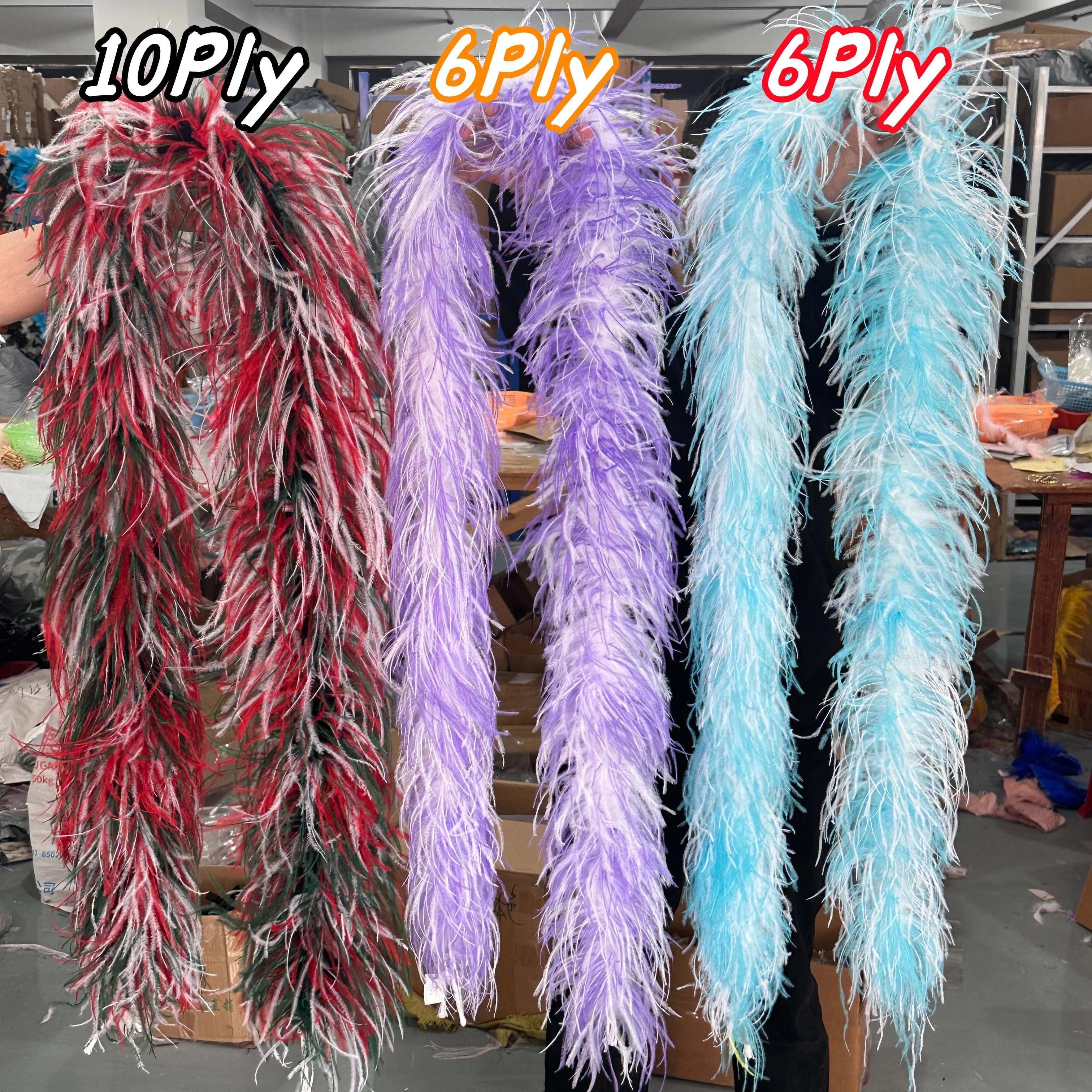 Mixing Color Ostrich Feather Boa 2/6/10/12/25 Ply for Wedding Party Dress DIY Craft Sewing Clothes Shawl Scarf Decor Accessories