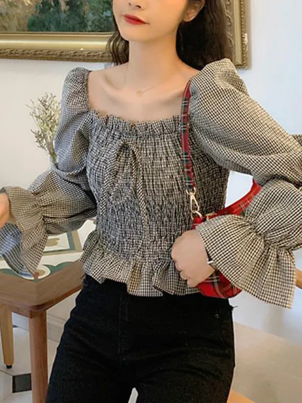 

Ele Sweet Chic Blouse Women Long Sve Bow Print Cleanfit Sle Polyester Material A-Line Sve Thin Non-Sinkable