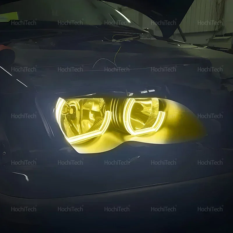 Day Light DRL Angel Eyes LED CSL Style Lemon Yellow Headlight Ring Kit For BMW 3 Series E46 Sedan 1999-2005 Halogen Headlight view 4
