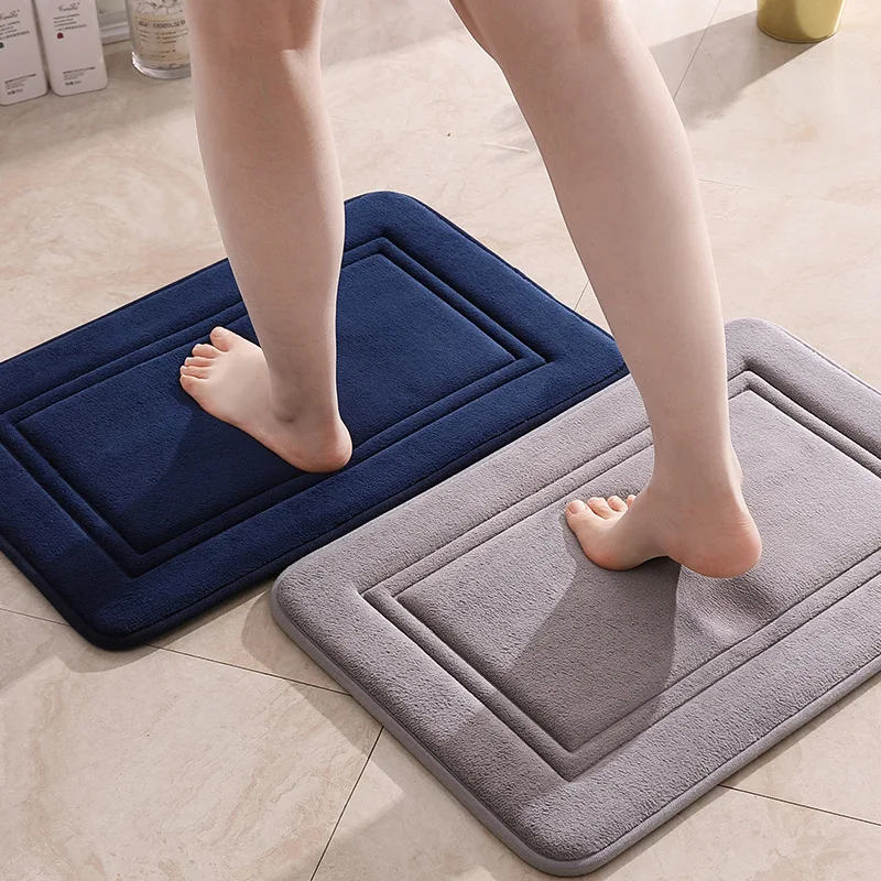 Thickened Memory Foam Bath Mat Slow Rebound Comfortable Foot Pad Fast Water Absorption Bathroom Small Carpet PVC/SBR Non Slip