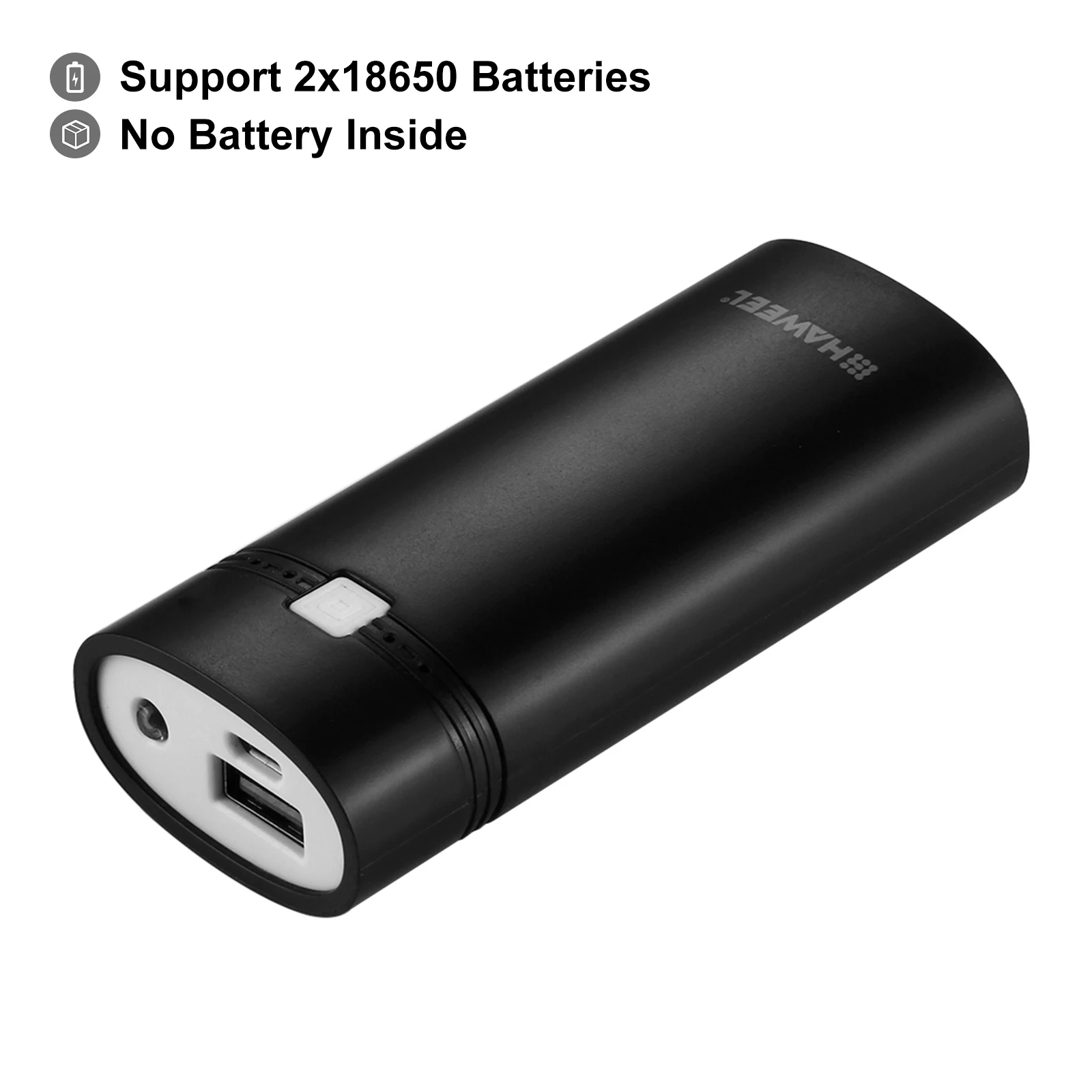 HAWEEL DIY 2x 18650 Battery (Not Included) 5600mAh Power Bank Shell Box with USB Output & Indicator Smart Power Bank Case