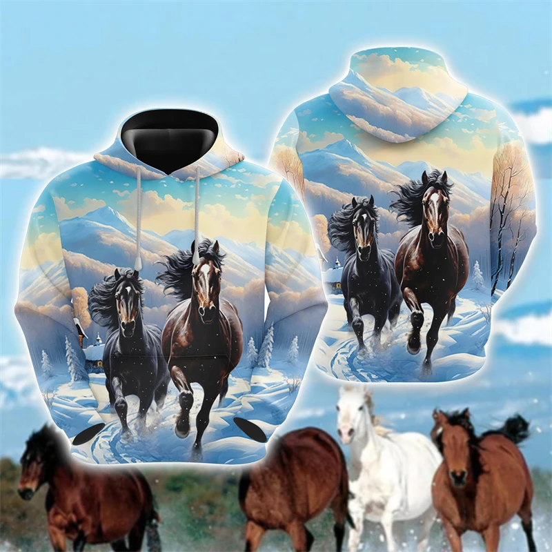 Animal Horse 3D Print Hoodies Spring Men Women Casual Fashion Oversized Sweatshirts Hoodie Male Pullovers Tracksuit Man Clothing