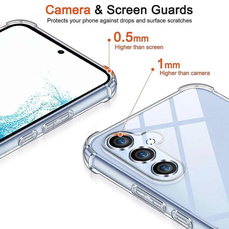 Shockproof Clear Silicone Case For Samsung Galaxy A21 A21S A31 A41 A51 A71 A81 A91 A12 A22 A32 A42 A52 A72 A13 A23 A33 A53 A73