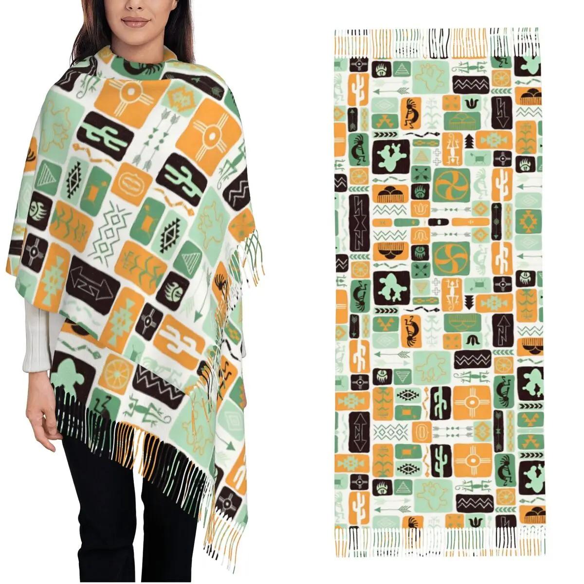 southwest-dreams-amarelo-ocher-cachecol-inverno-outono-xales-e-envoltorio-kokopelli-lencos-longos-tribal-africano-com-borla-desgaste-diario